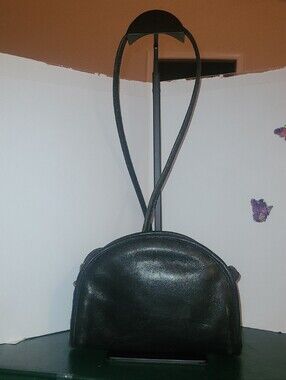 Vintage Coach Kimball Black Leather Crossbody, Blk. 1990s 23" Crossstrap